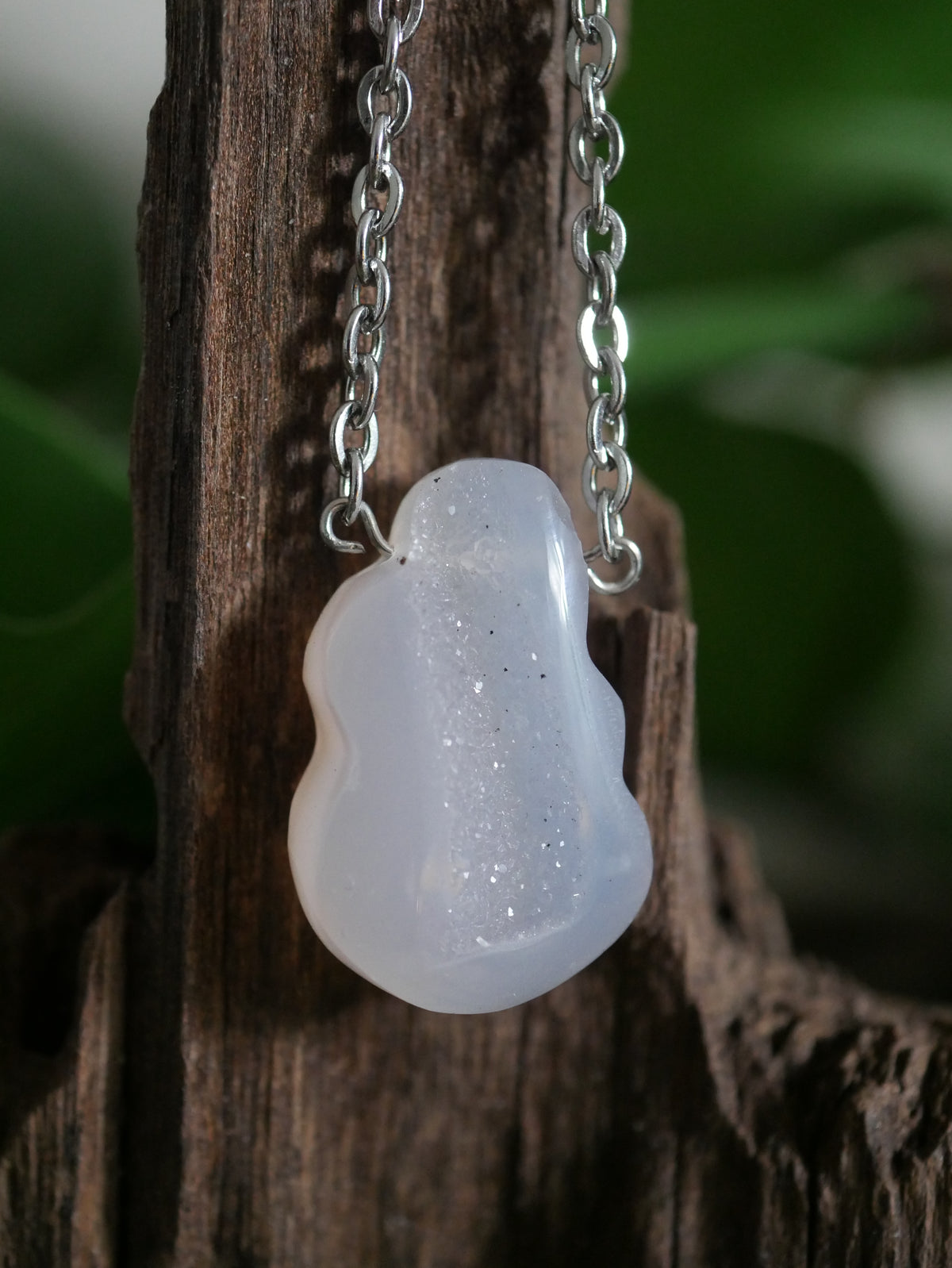 „Stardust“ - Edelstahlkette mit Druzy-Achat
