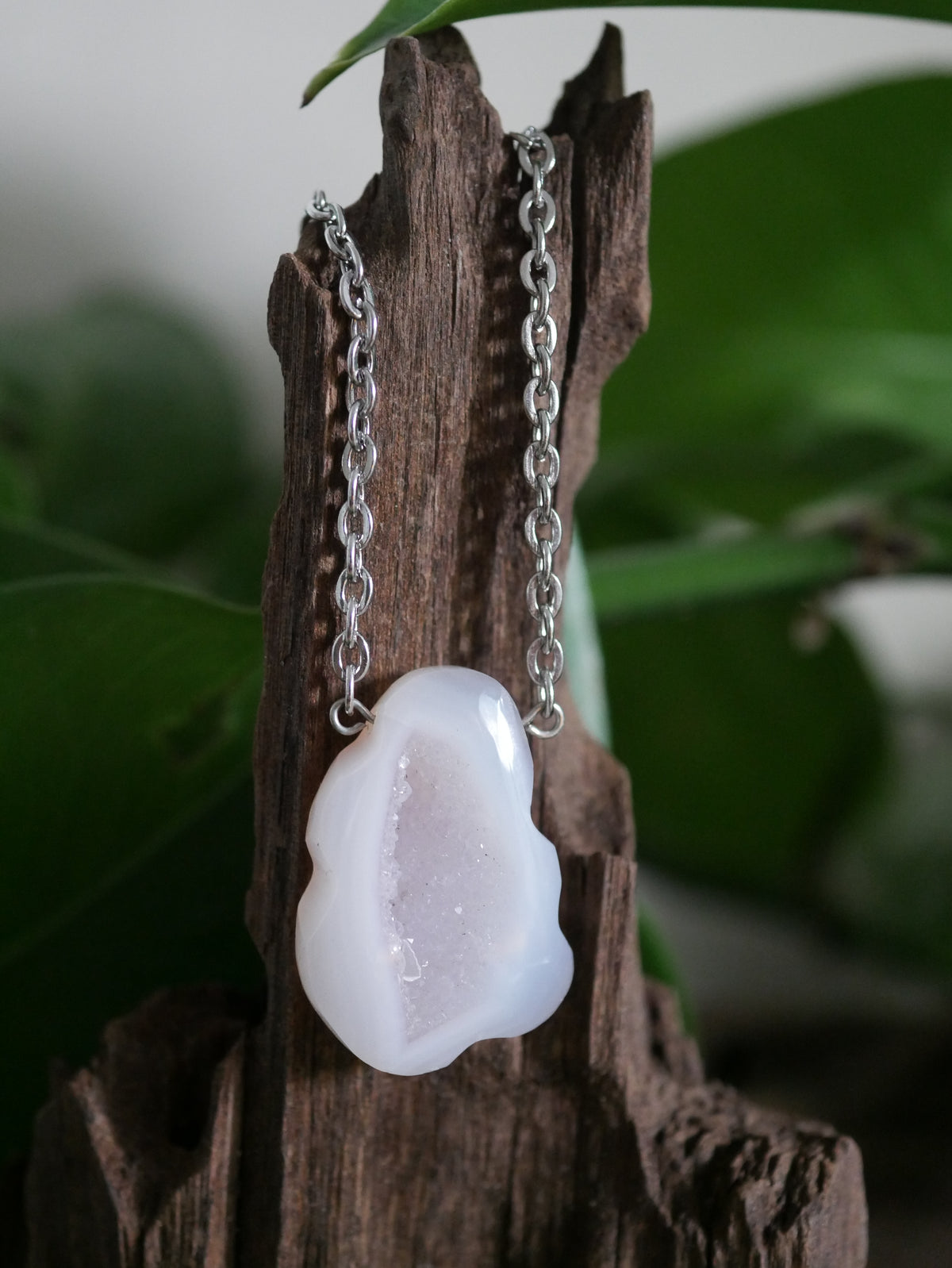 „Stardust“ - Edelstahlkette mit Druzy-Achat
