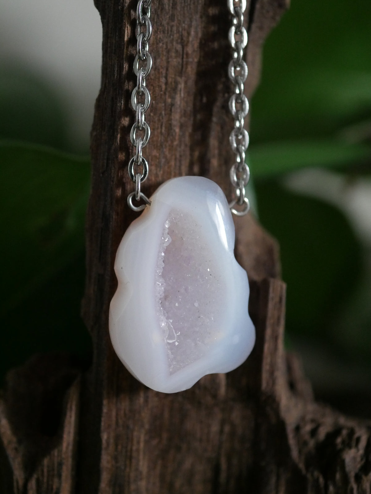 „Stardust“ - Edelstahlkette mit Druzy-Achat