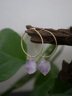 „Wild Amethyst“ - 925er Silber Creolen mit Amethyst-Rohkristallen